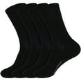 thumbnail image 1 of BambooMN Unisex Men and Women's Rayon from Bamboo Wool Blend Athletic Crew Socks for Home, Travel, Work and Sport - Black - 4 Pairs - Large, 1 of 7