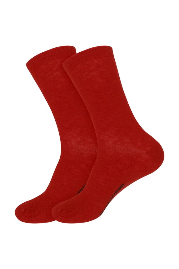 Unisex Men and Women's Rayon from Bamboo Wool Blend Athletic Crew Socks for Home, Travel, Work and Sport - Cherry Red - 2 Pairs - Large