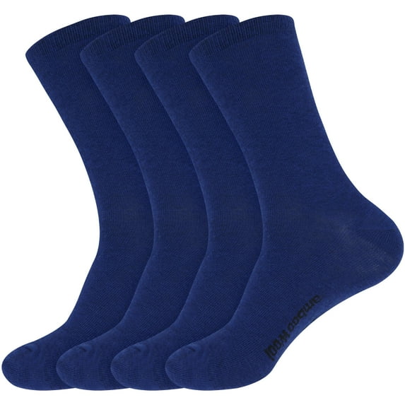 BambooMN Unisex Men and Women's Rayon from Bamboo Wool Blend Athletic Crew Socks for Home, Travel, Work and Sport - Navy - 4 Pairs - Large