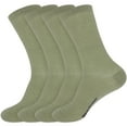 thumbnail image 1 of BambooMN Unisex Men and Women's Rayon from Bamboo Wool Blend Athletic Crew Socks for Home, Travel, Work and Sport - Olive Green - 4 Pairs - Small, 1 of 7
