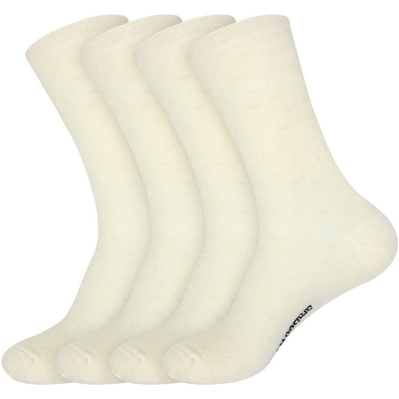 BambooMN Unisex Men and Women's Rayon from Bamboo Wool Blend Athletic Crew Socks for Home, Travel, Work and Sport - White - 4 Pairs - Medium