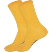 BambooMN Unisex Men and Womens Rayon from Bamboo Wool Blend Athletic Crew Socks for Home, Travel, Work and Sport - Yellow - 2 Pairs - Large