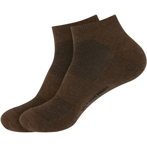 BambooMN Unisex Men and Women's Rayon from Bamboo Wool Blend Athletic Quarter Socks for Home, Travel, Work and Sport - Brown - 2 Pairs - Large