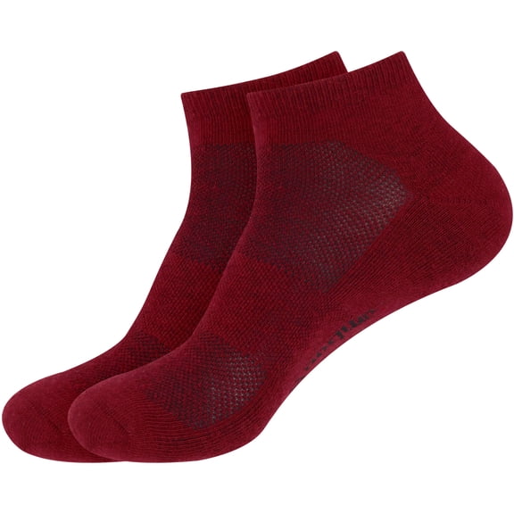 BambooMN Unisex Men and Women's Rayon from Bamboo Wool Blend Athletic Quarter Socks for Home, Travel, Work and Sport - Maroon - 2 Pairs - Medium