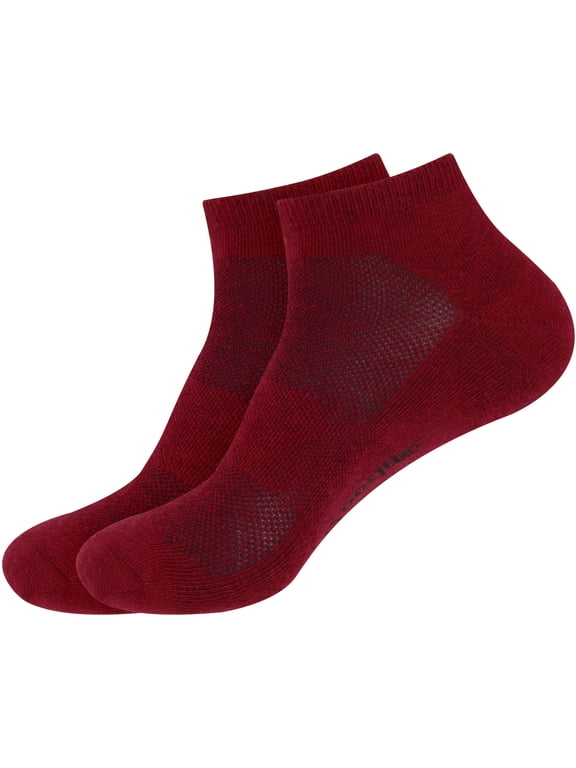 Unisex Men and Women's Rayon from Bamboo Wool Blend Athletic Quarter Socks for Home, Travel, Work and Sport - Maroon - 2 Pairs - Medium