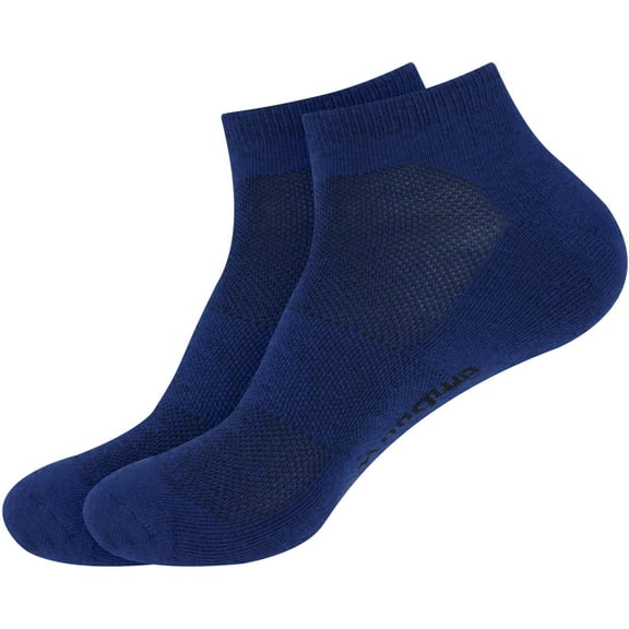 BambooMN Unisex Men and Women's Rayon from Bamboo Wool Blend Athletic Quarter Socks for Home, Travel, Work and Sport - Navy - 2 Pairs - Small