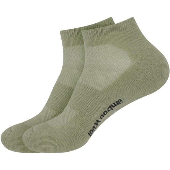 BambooMN Unisex Men and Women's Rayon from Bamboo Wool Blend Athletic Quarter Socks for Home, Travel, Work and Sport - Olive Green - 2 Pairs - Small