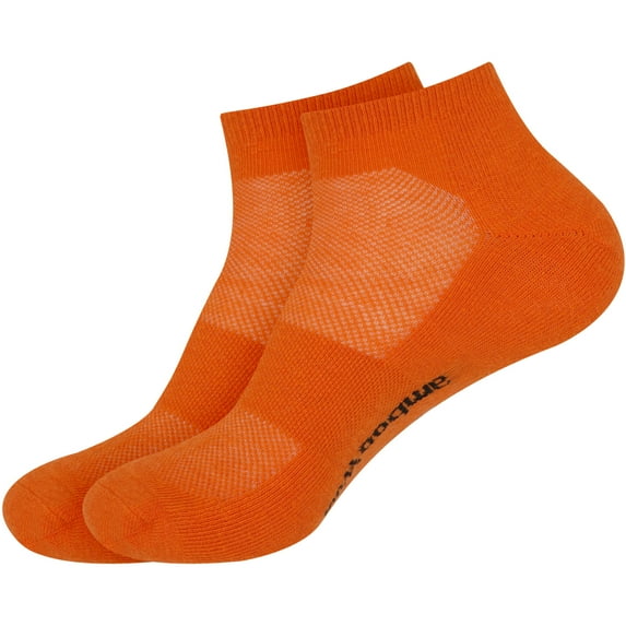 BambooMN Unisex Men and Women's Rayon from Bamboo Wool Blend Athletic Quarter Socks for Home, Travel, Work and Sport - Orange - 2 Pairs - Medium