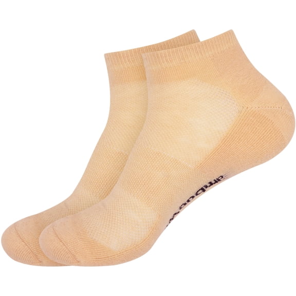 BambooMN Unisex Men and Women's Rayon from Bamboo Wool Blend Athletic Quarter Socks for Home, Travel, Work and Sport - Tan - 2 Pairs - Large