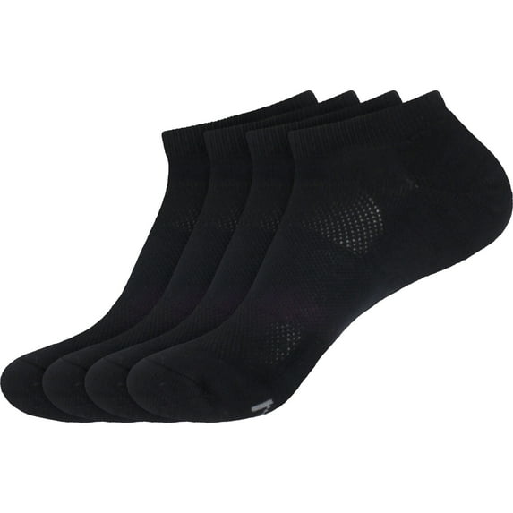 BambooMN Unisex Men's and Women's Athletic Sport Ankle Socks Made of Rayon from Bamboo - Black - 4 Pairs - Medium