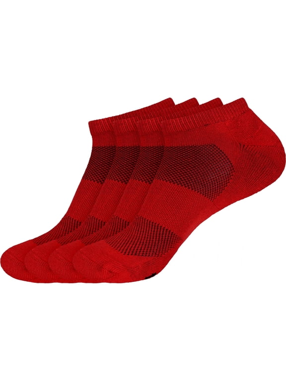 Unisex Men's and Women's Rayon from Bamboo Athletic Ankle Socks - Cherry Red - Medium - 4 Pairs