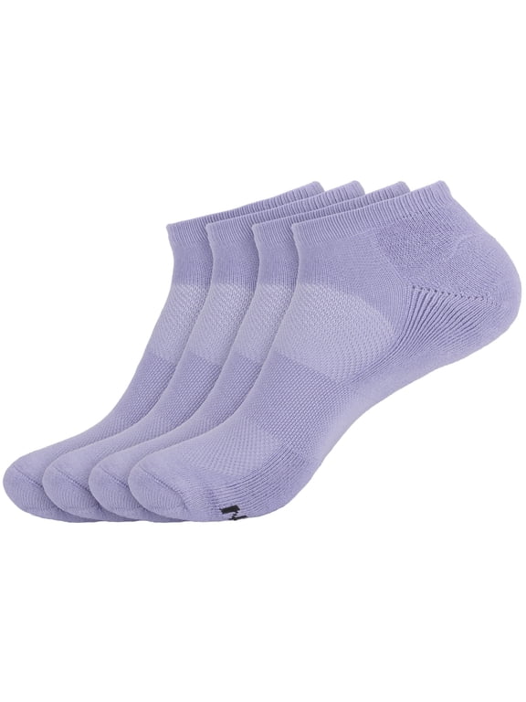 Unisex Men's and Women's Rayon from Bamboo Athletic Ankle Socks - Lavender - Large - 4 Pairs