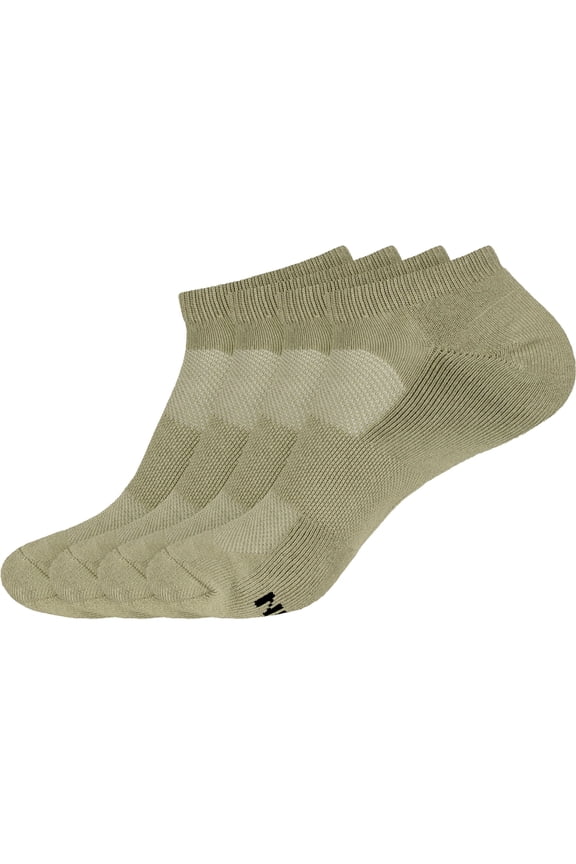 Unisex Men's and Women's Athletic Sport Ankle Socks Made of Rayon from Bamboo - Olive Green - 4 Pairs - Small