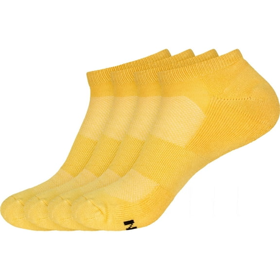 BambooMN Unisex Men's and Women's Athletic Sport Ankle Socks Made of Rayon from Bamboo - Yellow - 4 Pairs - Small