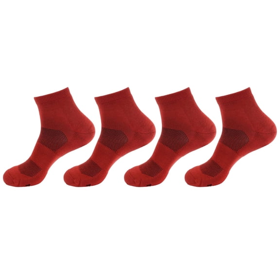 BambooMN Unisex Mens and Womens Quarter Socks Made of Rayon from Bamboo - Cherry Red - 4 Pairs - Small