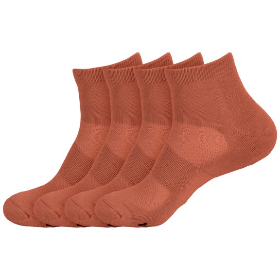 BambooMN Unisex Mens and Womens Quarter Socks Made of Rayon from Bamboo - Coral - 4 Pairs - Medium