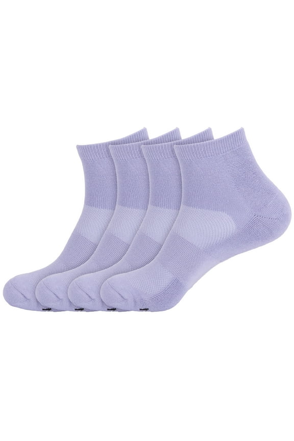 Unisex Mens and Womens Quarter Socks Made of Rayon from Bamboo - Lavender - 4 Pairs - Large