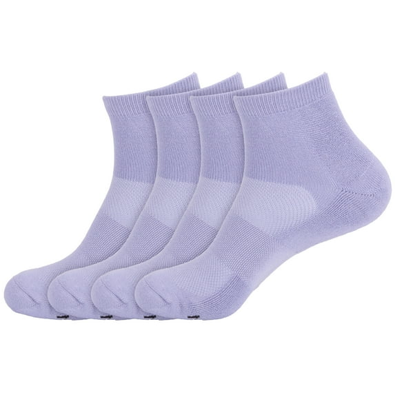 BambooMN Unisex Mens and Womens Quarter Socks Made of Rayon from Bamboo - Lavender - 4 Pairs - Large