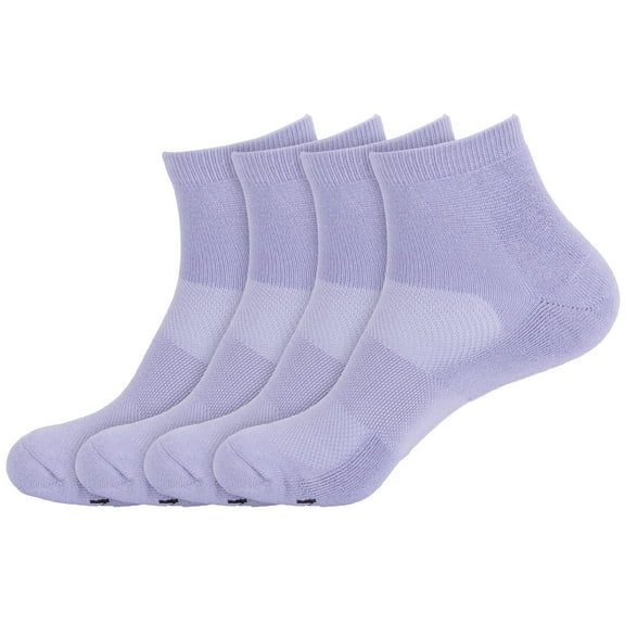 BambooMN Unisex Mens and Womens Quarter Socks Made of Rayon from Bamboo - Lavender - 4 Pairs - Large