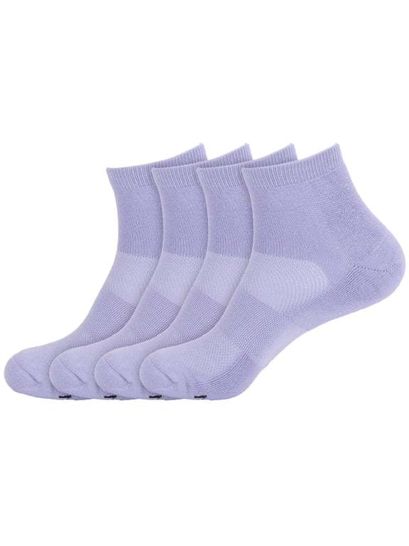Unisex Mens and Womens Quarter Socks Made of Rayon from Bamboo - Lavender - 4 Pairs - Large