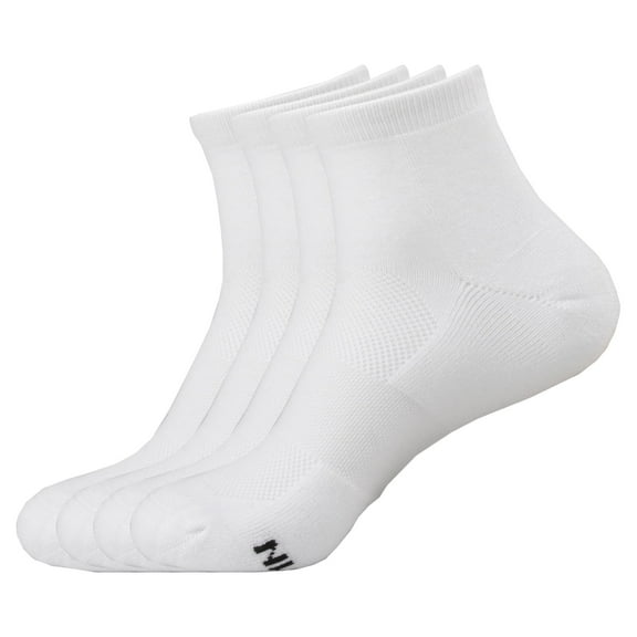BambooMN Unisex Mens and Womens Quarter Socks Made of Rayon from Bamboo - White - 4 Pairs - Medium