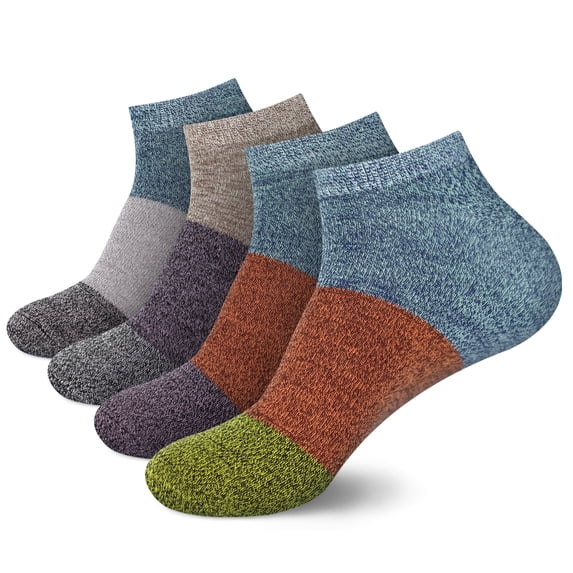 BambooMN Unisex Rayon from Bamboo Classic Casual Ankle Socks - Assortment B - Medium - 4 Pairs