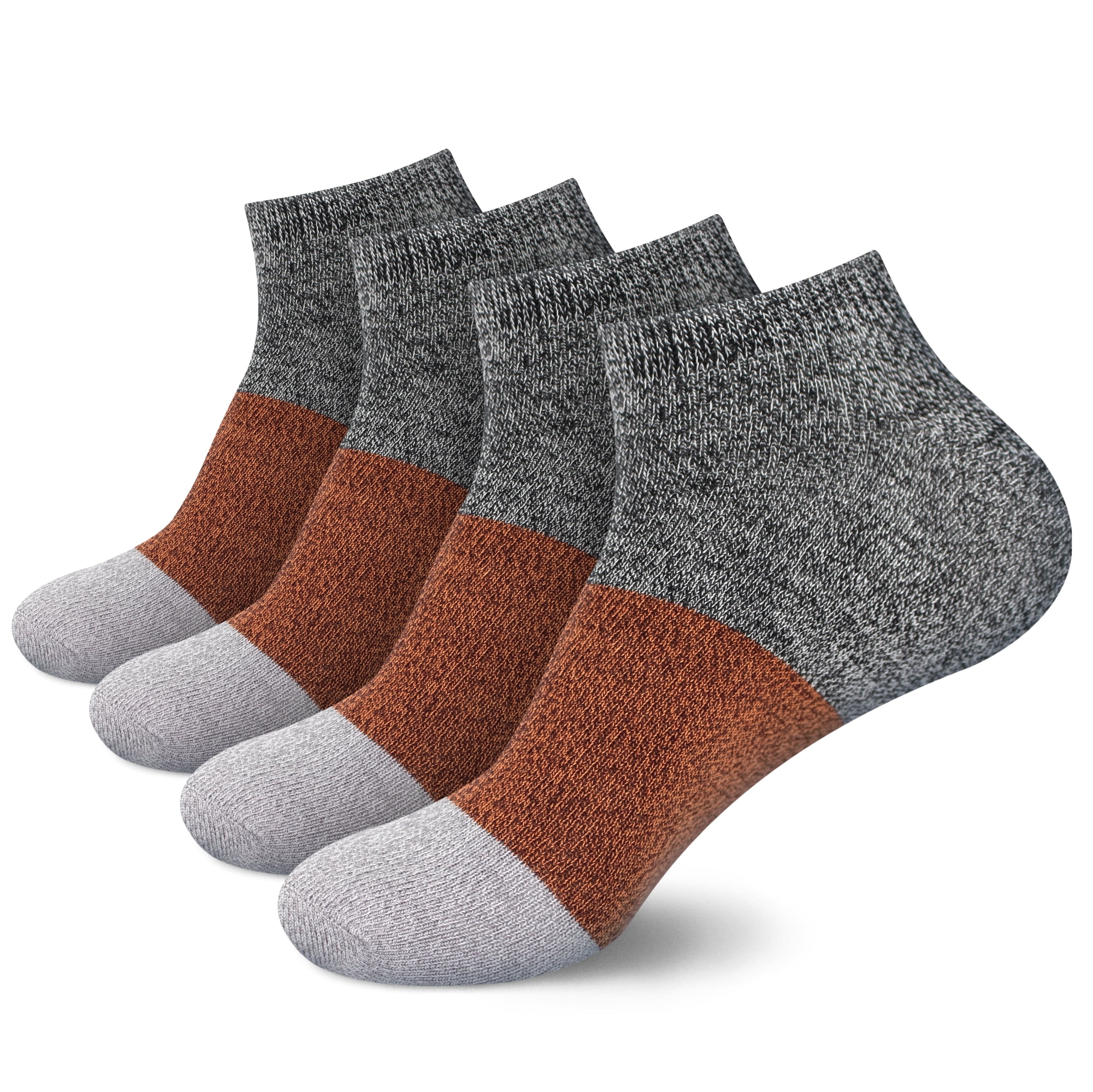BambooMN Unisex Rayon from Bamboo Classic Casual Ankle Socks - Black Red Grey - Medium - 4 Pairs