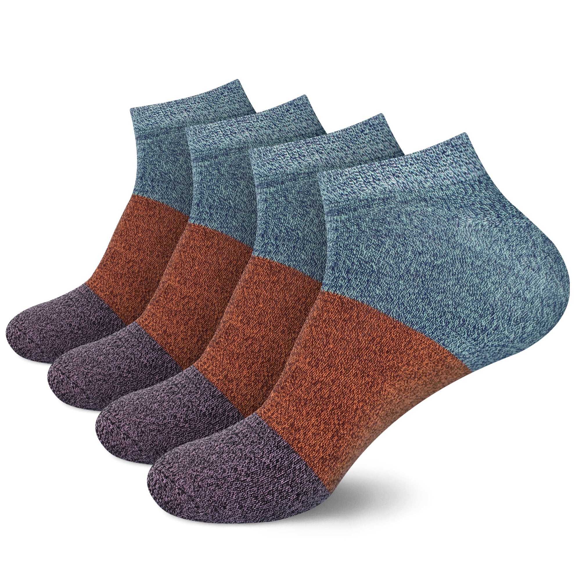 BambooMN Unisex Rayon from Bamboo Classic Casual Ankle Socks - Blue Red Purple - Medium - 4 Pairs