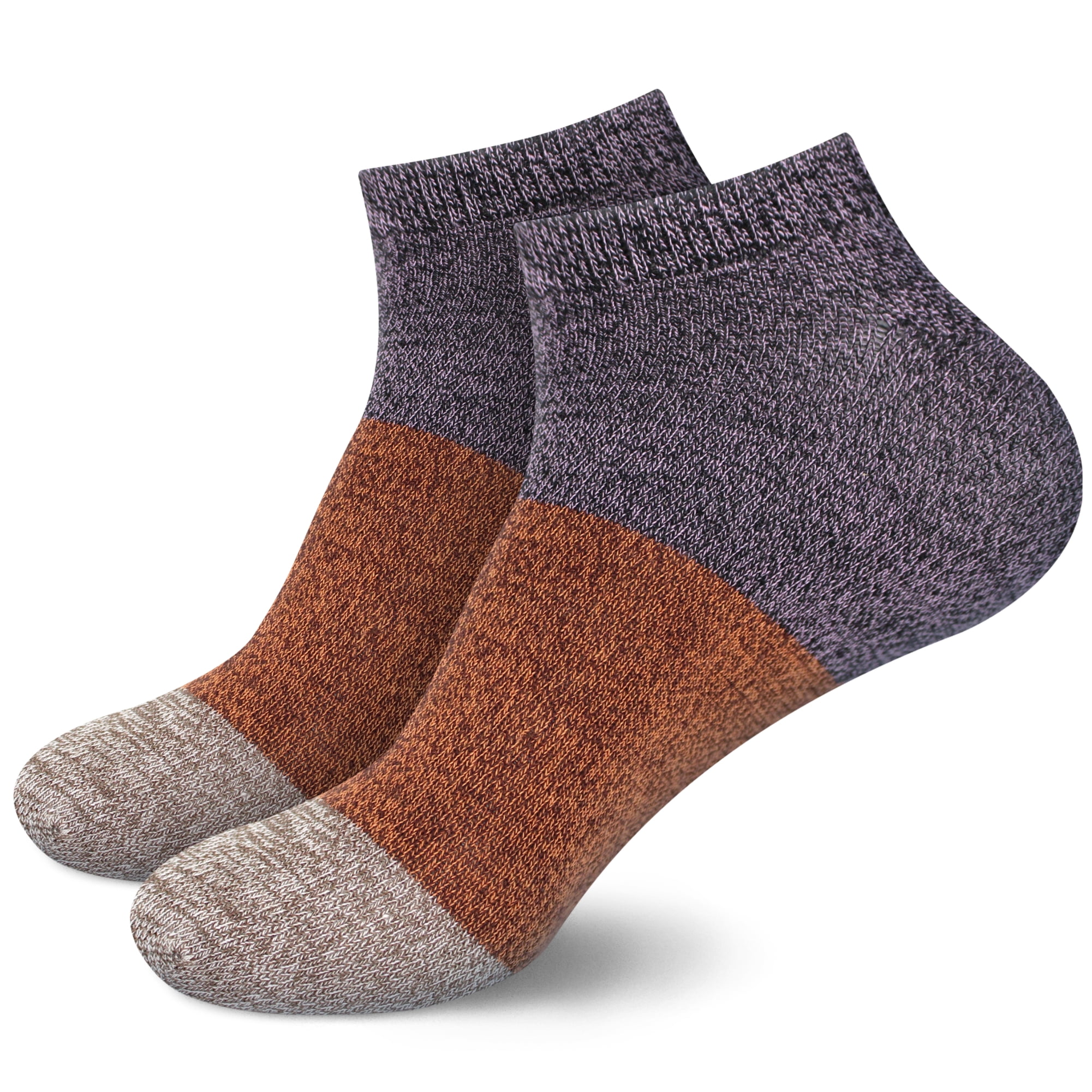 BambooMN Unisex Rayon from Bamboo Classic Casual Ankle Socks - Purple Red Brown - Large - 2 Pairs
