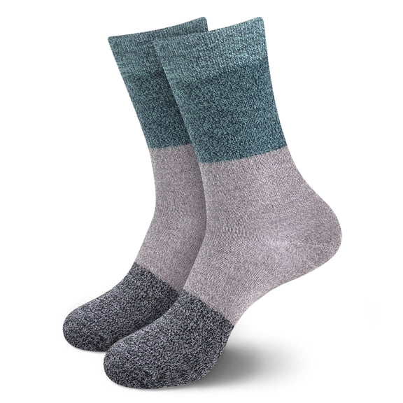 BambooMN Unisex Rayon from Bamboo Classic Casual Crew Socks - Blue Grey Black - Large - 2 Pairs