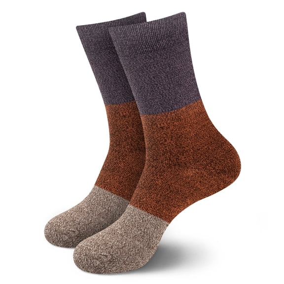 BambooMN Unisex Rayon from Bamboo Classic Casual Crew Socks - Purple Red Brown - Large - 2 Pairs