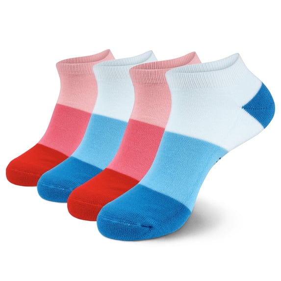 BambooMN Unisex Tri-Color Rayon from Bamboo Ankle Socks - Assortment A - Large - 4 Pairs