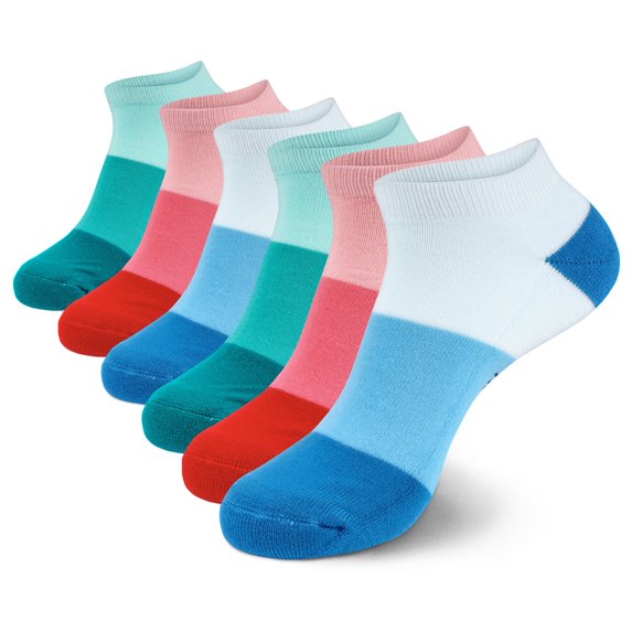 BambooMN Unisex Tri-Color Rayon from Bamboo Ankle Socks - Assortment A - Small - 6 Pairs