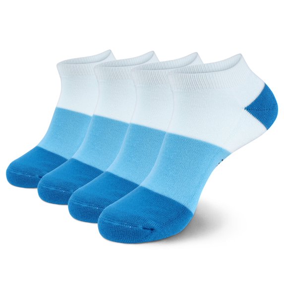 BambooMN Unisex Tri-Color Rayon from Bamboo Ankle Socks - Blue - Small - 4 Pairs