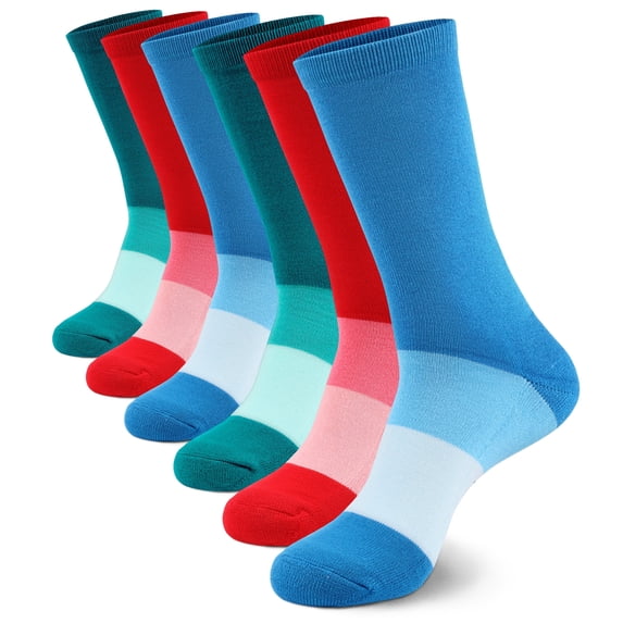 BambooMN Unisex Tri-Color Rayon from Bamboo Crew Socks - Assortment A - Medium - 6 Pairs