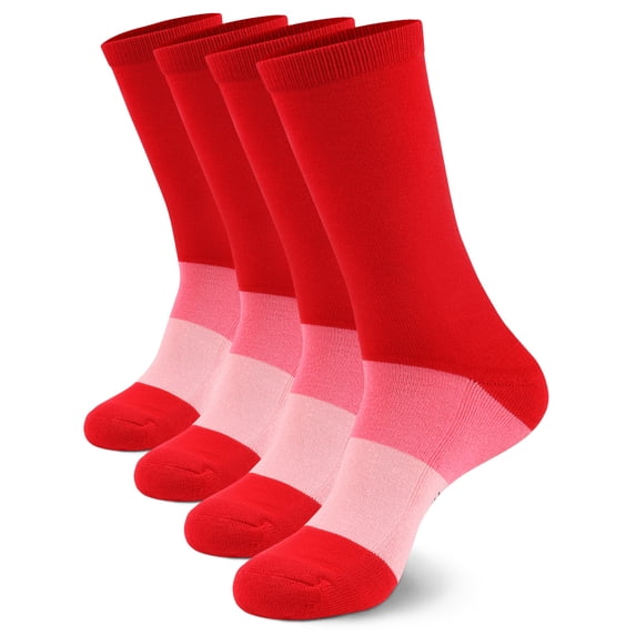 BambooMN Unisex Tri-Color Rayon from Bamboo Crew Socks - Red - Medium - 4 Pairs