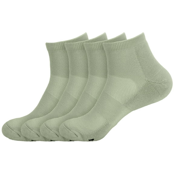 BambooMN Unisex Mens and Womens Quarter Socks Made of Rayon from Bamboo - Olive Green - 4 Pairs - Medium