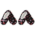thumbnail image 1 of BambooMN Women Soft Fuzzy Furry Home Non-Slip Slipper Socks, Black Hearts, Medium, 2 Pairs, 1 of 3