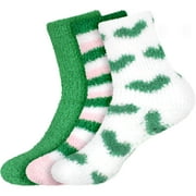 BambooMN Womens Soft Warm Fuzzy Solid/Heart/Stripe Socks - Assortment EE - 3 Pairs