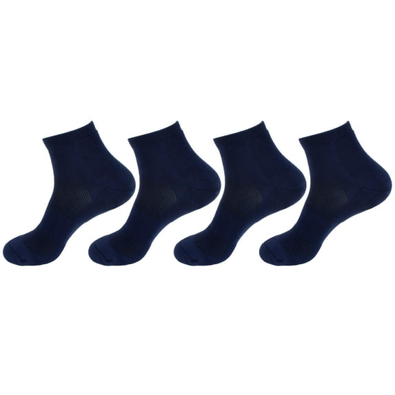 BambooMN Women's Bamboo Athletic Quarter Crew Socks for Home Travel Work and Sport -Extra Large - Navy - 4 Pairs