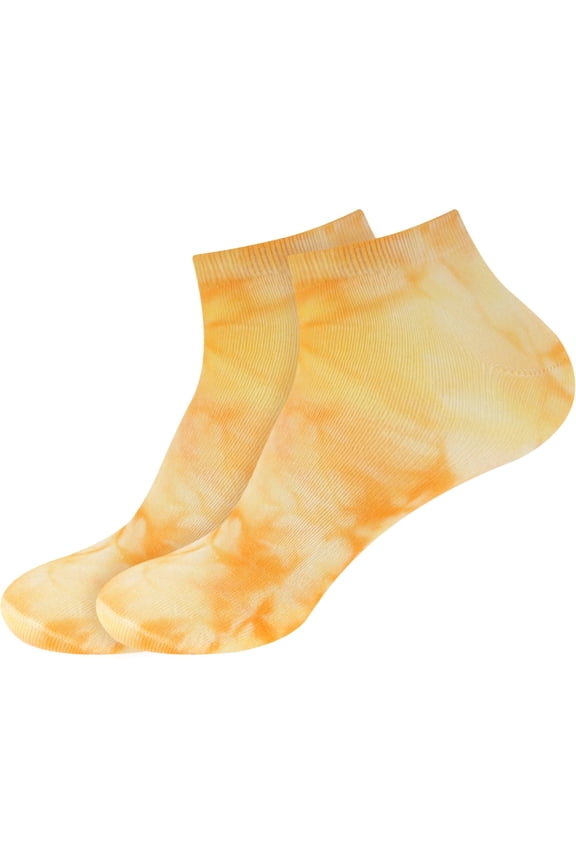 Women's Rayon from Bamboo Tie Dye Ankle Socks - Yellow Orange - Extra Large - 2 Pairs