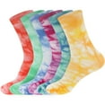 thumbnail image 1 of BambooMN Women's Bamboo Athletic Tie Dye Crew Socks - Assortment A - Extra Large - 6 pairs, 1 of 6