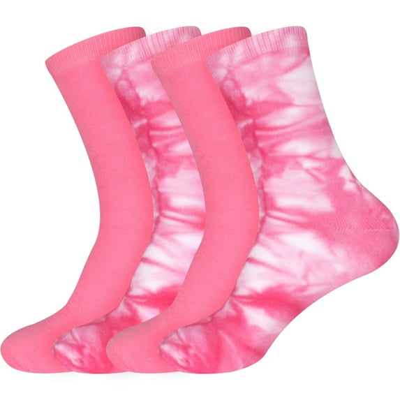 BambooMN Women's Bamboo Tie Dye Crew Socks - Assortment H - 4 pairs