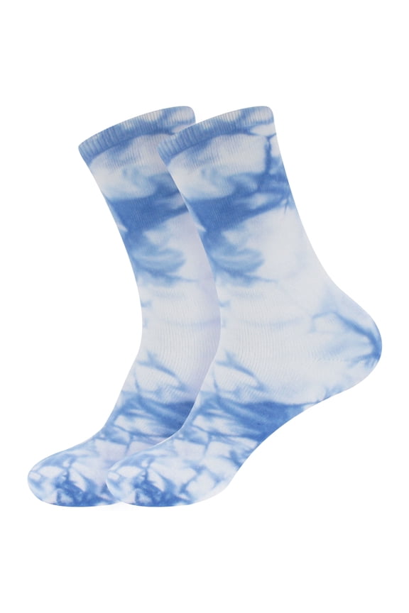 Women's Bamboo Tie Dye Crew Socks - Blue - Extra Large - 2 pairs