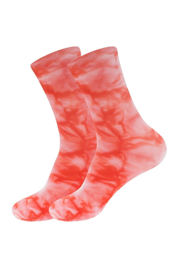 Women's Bamboo Tie Dye Crew Socks - Red - Extra Large - 2 pairs
