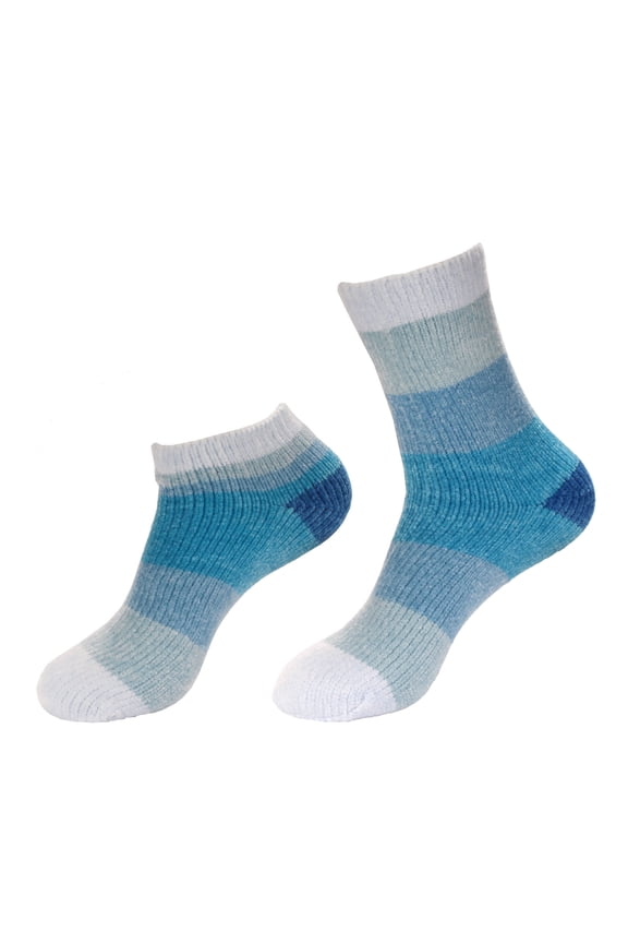 Women's Chenille Fuzzy Color Block Crew Ankle Home Socks
