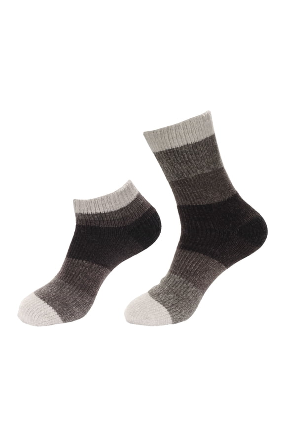 Women's Chenille Fuzzy Color Block Crew Ankle Home Socks