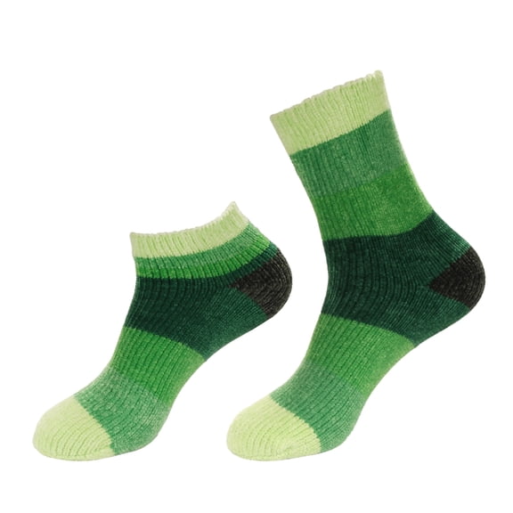 BambooMN Women's Chenille Color Block Crew Ankle Socks
