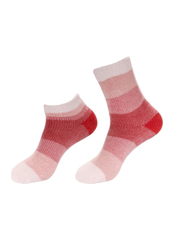 Women's Chenille Fuzzy Color Block Crew Ankle Home Socks