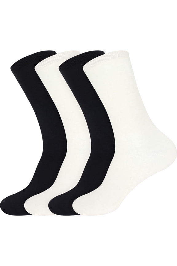 Women's Rayon from Bamboo Mid-Calf Socks - Moisture Wicking and Breathable Classic Crew - Assortment 99 - Size 10-13 Extra-Large - 4 Pairs